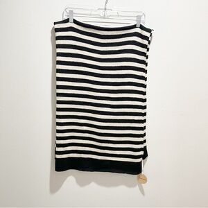 JACK + LUCY Women’s Black Ivory Stripe Neck Scarf Rectangle Cozy 36” X 54”